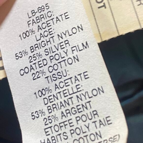 Vintage 80s Fit & Flare Cocktail Dress Lace Bodice Taffeta Mini Teal Womens 8 - Picture 12 of 12